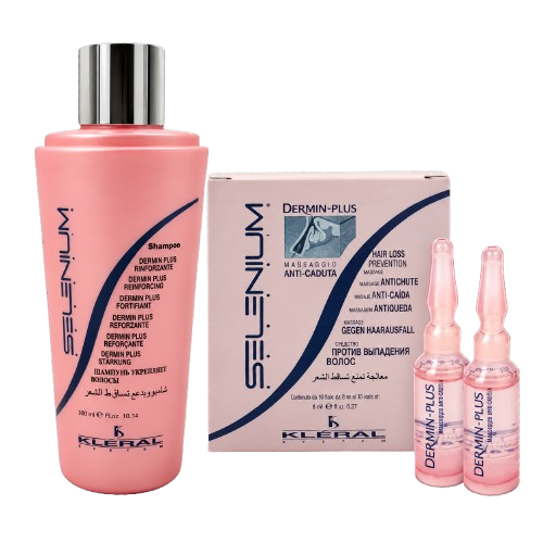 SELENIUM ampulės nuo plaukų slinkimo 10vnt. x 6.5ml. + SELENIUM šampūnas nuo plaukų slinkimo 300 ml.